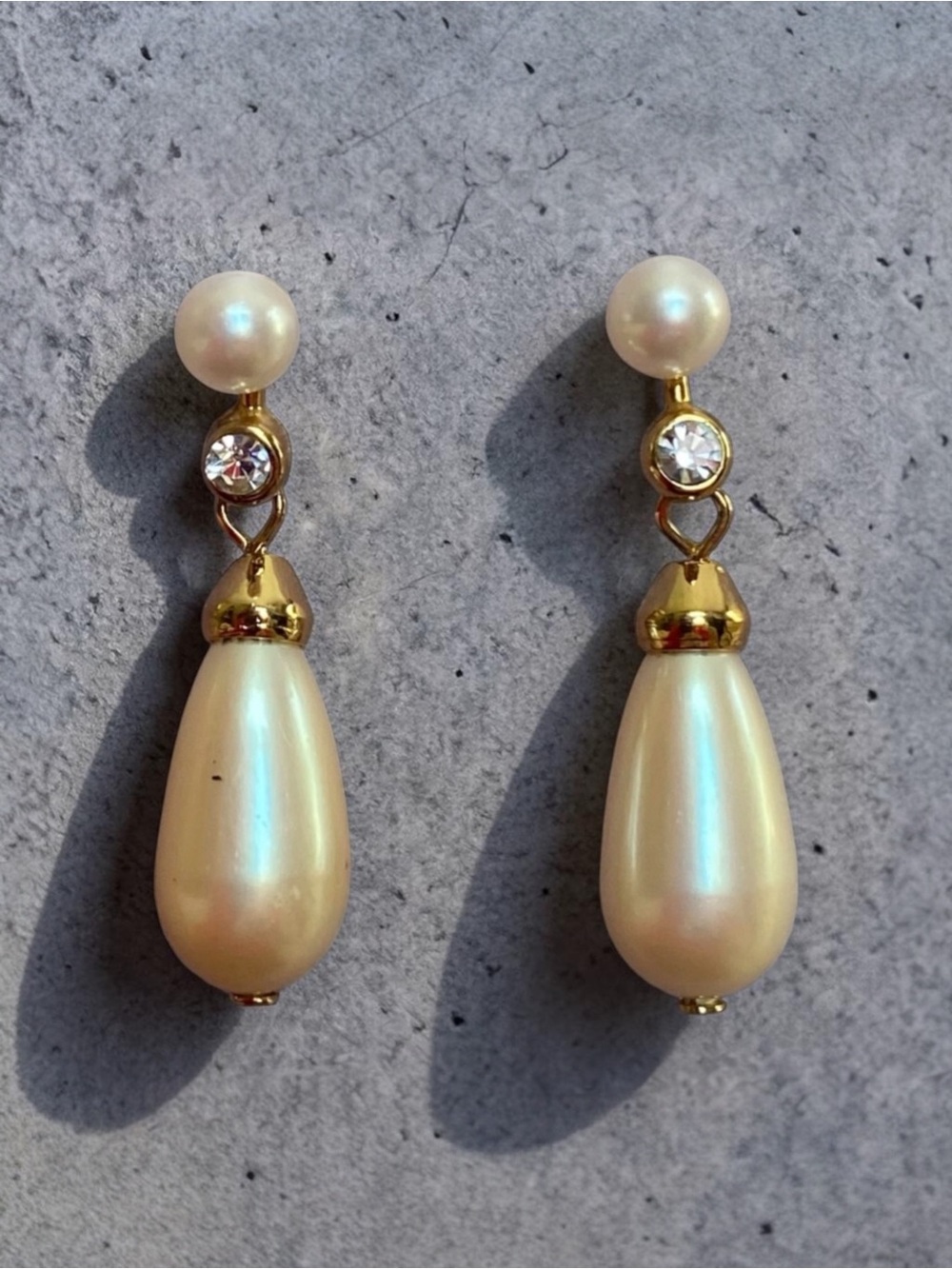 Elegant Gold and Cream Drop Earrings